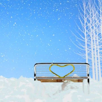 Chairs in snow. Stock Illustration