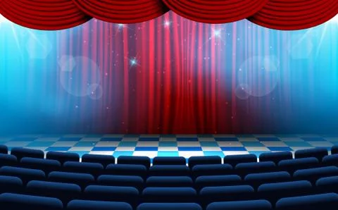 Chairs with spotlight on the stage in the hall Stock Illustration