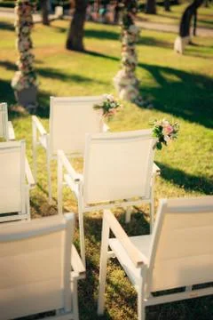 Chairs for wedding ceremony 스톡 사진