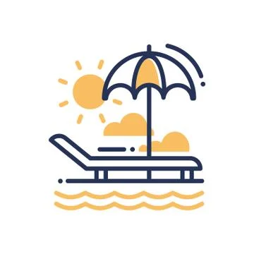 Chaise-longue - modern vector single line icon Stock Illustration