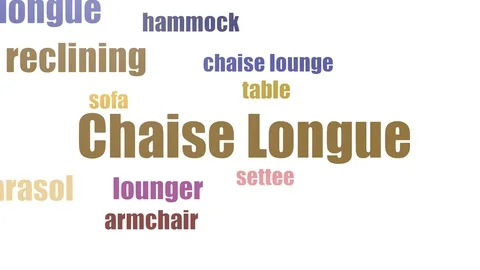 Chaise Longue Tagcloud Animated Isolated Stock Footage 99621666