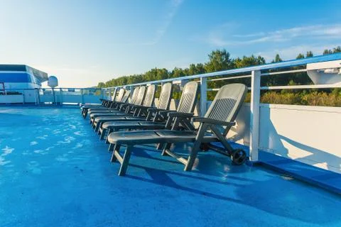 Chaise lounge deck of a ship Stock-Fotos