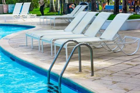 Chaise lounge by the pool Foto stock