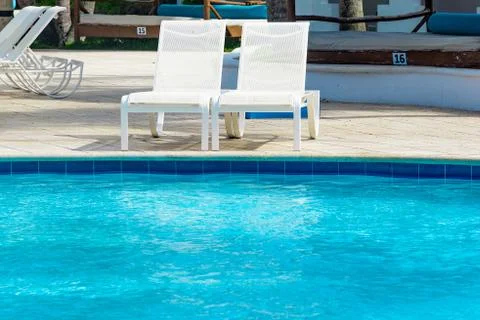 Chaise lounge by the pool Foto stock