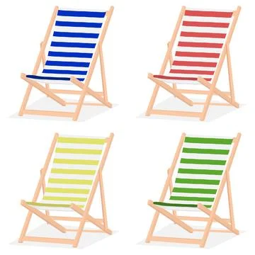 Chaise lounge, a set of four realistic sun loungers Illustrazione stock