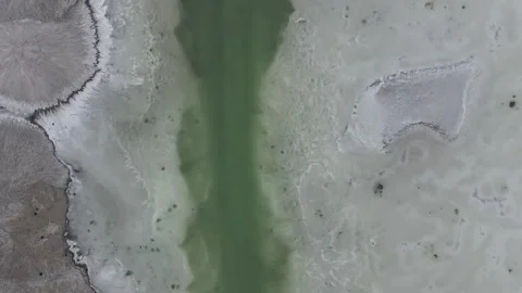 Chaka salt lake and salt collecting ship Stock Footage 138819845