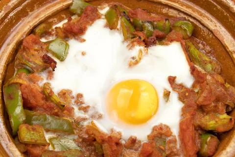 Chakchouka dish on a table Stock Photos