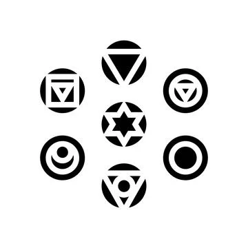 Chakra acupuncture glyph icon vector illustration Illustrazione stock