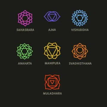 Chakra doodle icons set, vector color illustration Stock Illustration