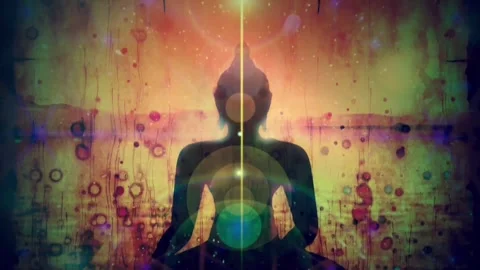 Chakra healing, animation video of om meditation, relaxation and meditation vide Stock Footage 240804187