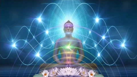 Chakra healing, animation video of om meditation, relaxation and meditation vide Stock Footage 240880115