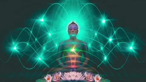 Chakra healing, animation video of om meditation, relaxation and meditation vide Stock Footage 240880117