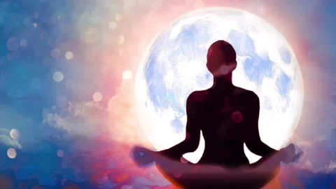 Chakra healing, animation video of om meditation, relaxation and meditation vide Stock Footage 240880125