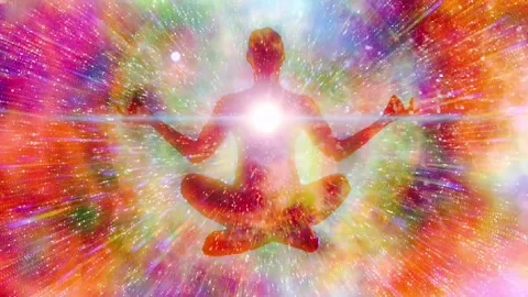 Chakra healing, animation video of om meditation, relaxation and meditation vide Stock Footage 240880162