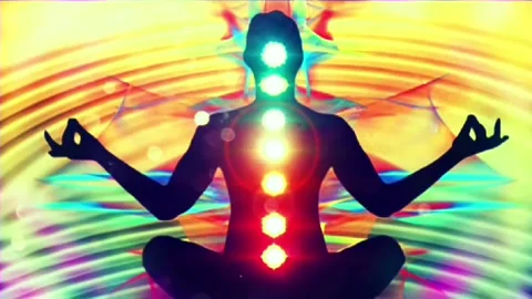 Chakra healing, animation video of om meditation, relaxation and meditation vide Stock Footage 240880168