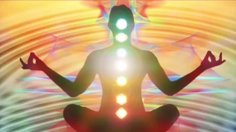 Chakra healing, animation video of om meditation, relaxation and meditation vide Stock Footage 240880169