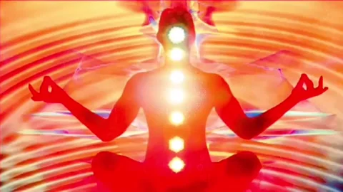 Chakra healing, animation video of om meditation, relaxation and meditation vide Stock Footage 240880176