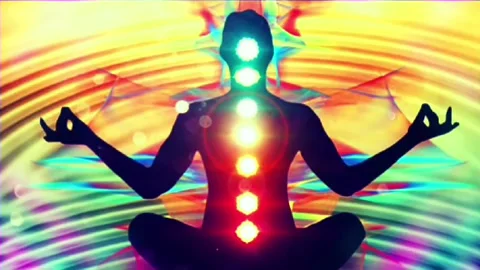 Chakra healing, animation video of om meditation, relaxation and meditation vide Stock Footage 240880183