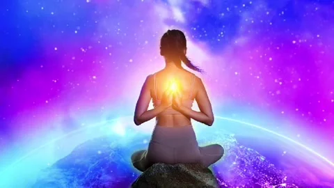 Chakra healing, animation video of om meditation, relaxation and meditation vide Stock Footage 240880189
