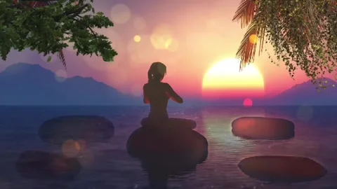 Chakra healing, animation video of om meditation, relaxation and meditation vide Stock Footage 240880197