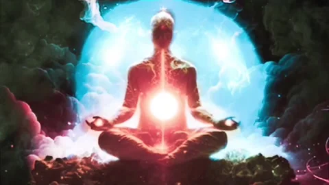 Chakra healing, animation video of om meditation, relaxation and meditation vide Stock Footage 240880223