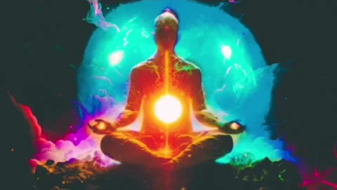 Chakra healing, animation video of om meditation, relaxation and meditation vide Stock Footage 240880238