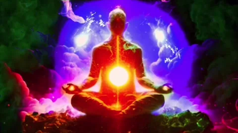 Chakra healing, animation video of om meditation, relaxation and meditation vide Stock Footage 240880241