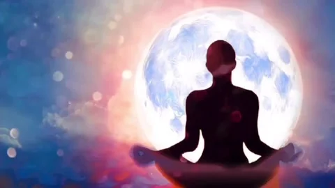 Chakra healing, animation video of om meditation, relaxation and meditation vide Stock Footage 241431143