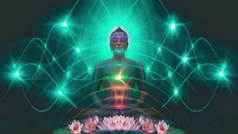 Chakra healing, animation video of om meditation, relaxation and meditation vide Stock Footage 241431198
