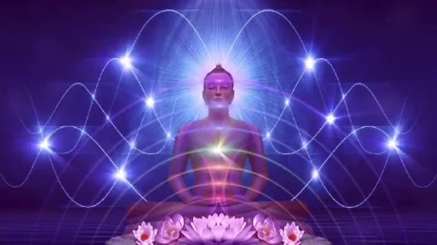 Chakra healing, animation video of om meditation, relaxation and meditation vide Stock Footage 241431398