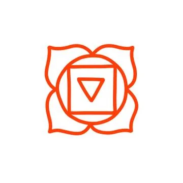 Chakra muladhara doodle icon, vector color illustration Stock Illustration
