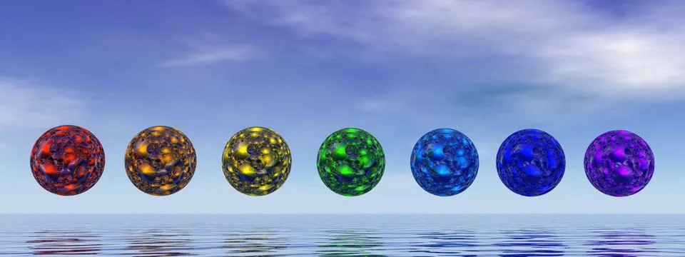 Chakra spheres - 3D render Stock Illustration