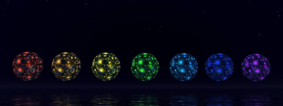 Chakra spheres - 3D render Stock Illustration
