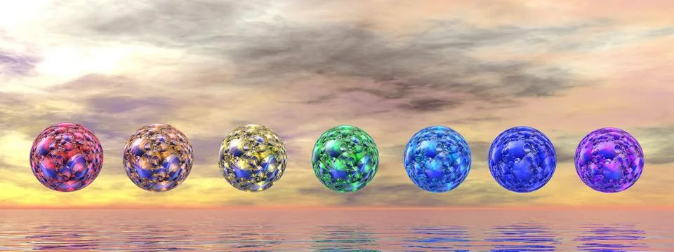 Chakra spheres - 3D render Stock Illustration