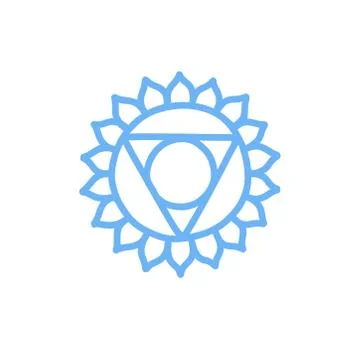 Chakra vishuddha doodle icon, vector color illustration Stock Illustration
