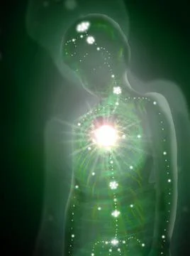 The chakras and etheric body of a boy. Stock Illustration