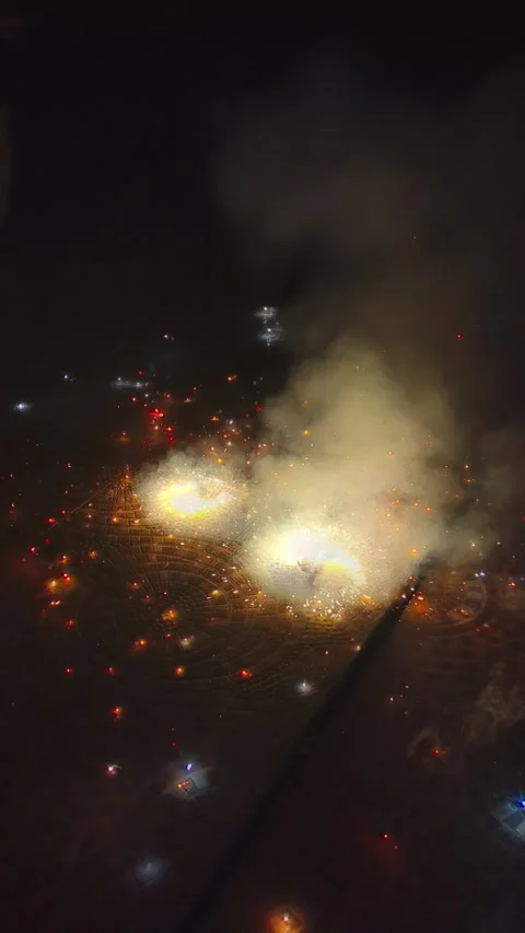 Chakri Firecracker Spinning on Ground During Diwali Festival Stock Footage 328562145