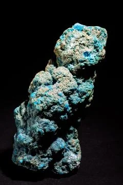 Chalcanthite on black background Stock Photos