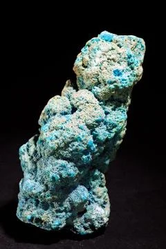 Chalcanthite on black background Stock Photos