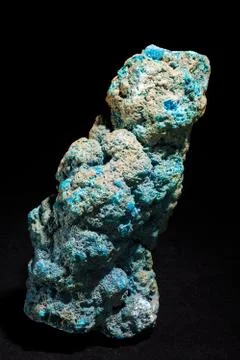Chalcanthite on black background Stock Photos
