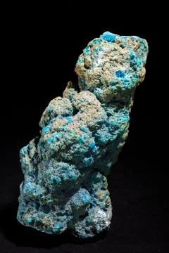 Chalcanthite on black background Stock Photos