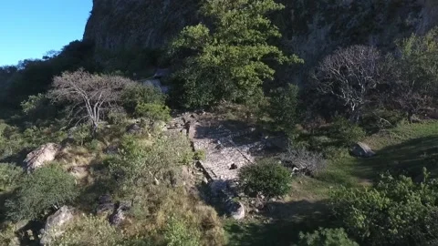 Chalcatzingo Olmec Pyramid Flyover Drone View, Morelos, Mexico HD Stock Footage 303332673