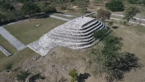 Chalcatzingo Olmec Pyramids, Close-Up Epic Drone Circling, Morelos, Mexico HD Stock Footage 303327448