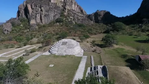 Chalcatzingo Olmec Pyramids, Drone Clip, Morelos, Mexico HD Video stock 303322747
