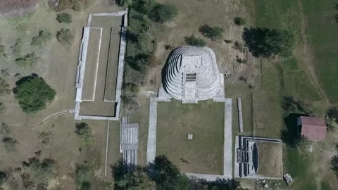 Chalcatzingo Olmec Pyramids, Overhead Rising Drone View, Morelos, Mexico HD Stock Footage 303327619