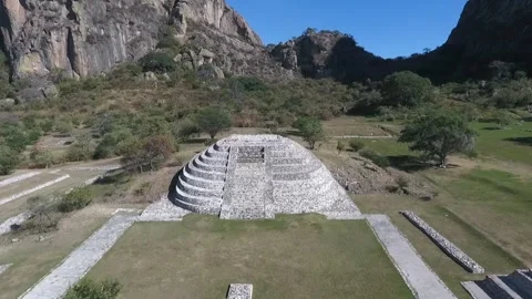 Chalcatzingo Olmec Pyramids Superb Drone View, Morelos, Mexico HD Stock Footage 303333086