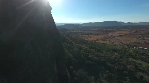 Chalcatzingo Olmec Site Mountain Sunset Drone View, Morelos, Mexico HD Stock Footage 303330778