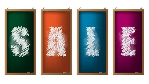 Chalckboard labels with chalk drawn text Stock Illustration