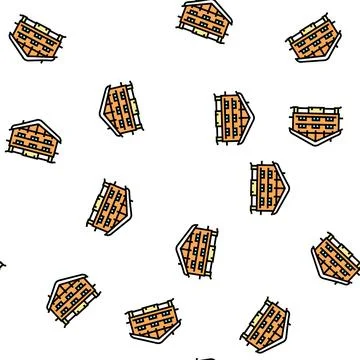 Chalet house vector seamless pattern Stock Illustration