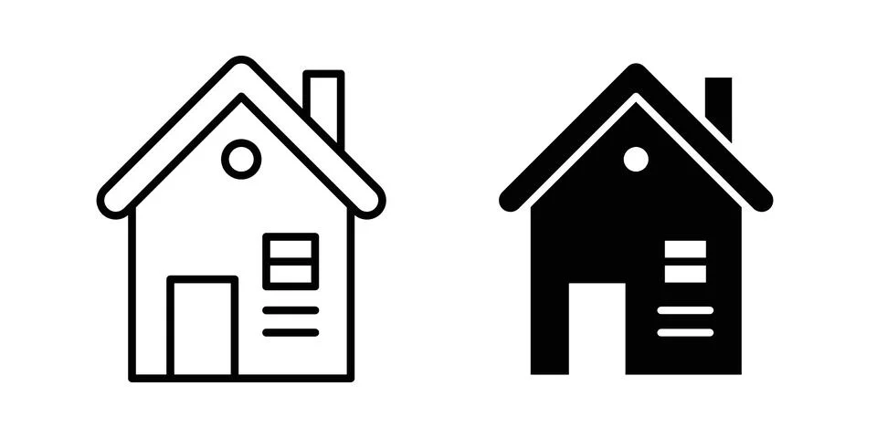 Chalet icon linear versions pack on white background Stock Illustration